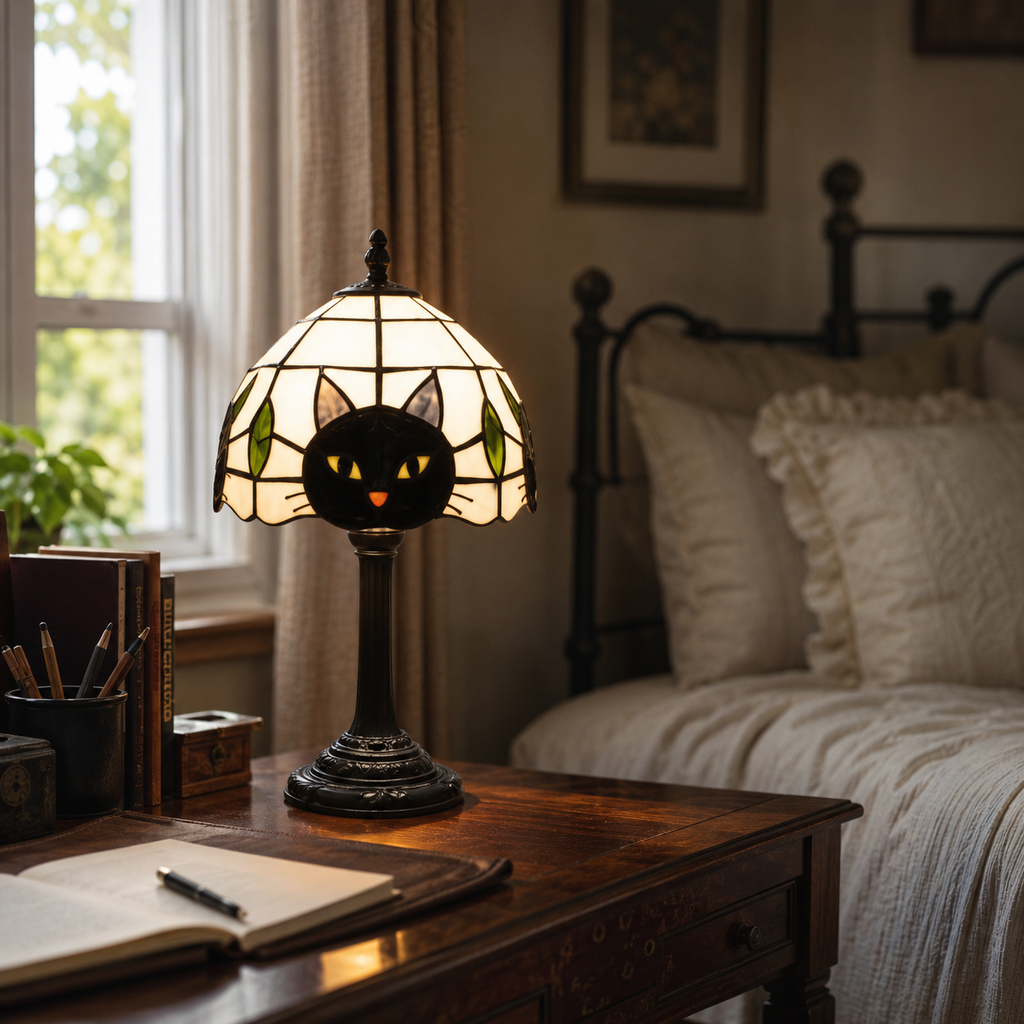 Lampe de chevet chat Noir
