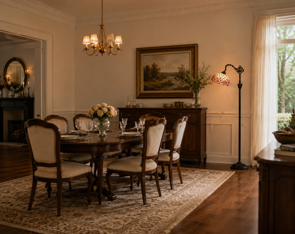 Lampe sur pied fleur de rose
