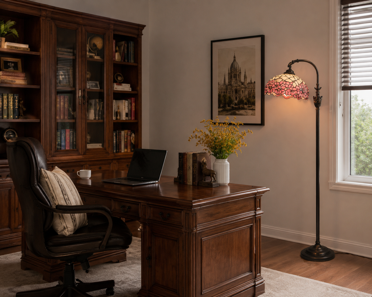 Lampe sur pied fleur de rose